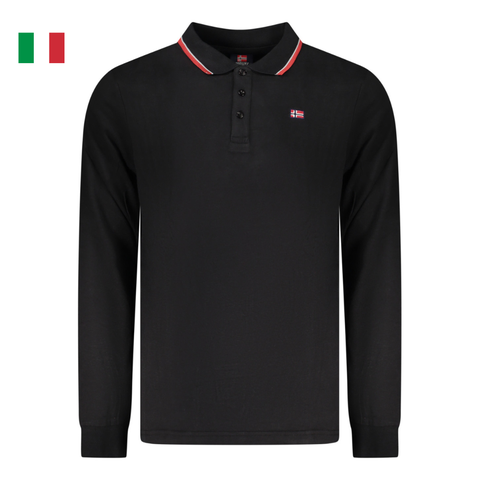 ÁO POLO DÀI TAY NAM MÀU ĐEN - NORWAY - NHẬP KHẨU CHÍNH HÃNG TỪ Ý