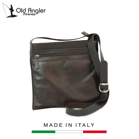 TÚI ĐEO CHÉO MÀU NÂU SẪM 069789TM - 89Tm – OLD ANGLER - SẢN XUẤT THỦ CÔNG TỪ ITALY