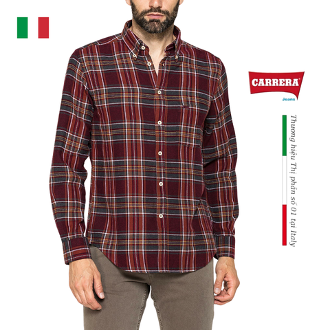 ÁO SƠ MI NAM VẢI DẠ FLANNEL COTTON 213B1220A – CARRERA JEANS - NHẬP KHẨU CHÍNH NGẠCH TỪ Ý