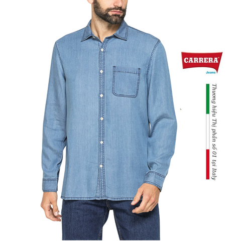 ÁO SƠ MI NAM DENIM LYOCELL DÀI TAY 211A1227A – CARRERA JEANS - NHẬP KHẨU CHÍNH NGẠCH TỪ Ý