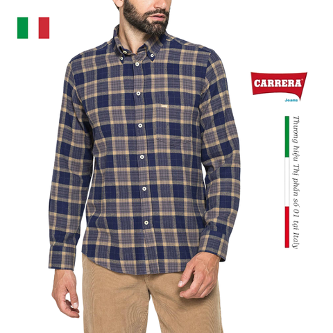 ÁO SƠ MI NAM VẢI DẠ FLANNEL COTTON 213B1220A – CARRERA JEANS - NHẬP KHẨU CHÍNH NGẠCH TỪ Ý