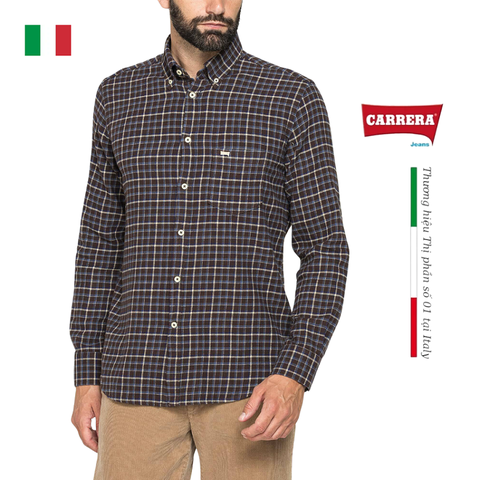 ÁO SƠ MI NAM VẢI DẠ FLANNEL COTTON 213B1220A – CARRERA JEANS - NHẬP KHẨU CHÍNH NGẠCH TỪ Ý