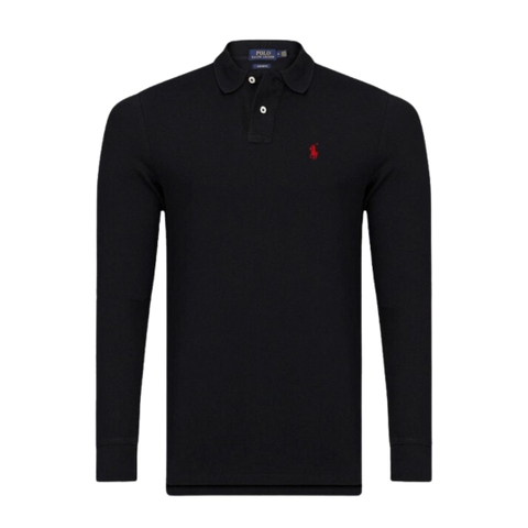 ÁO POLO SLIMFIT DÀI TAY NAM MÀU ĐEN - RALPH LAUREN - NHẬP KHẨU CHÍNH HÃNG TỪ CHLB ĐỨC