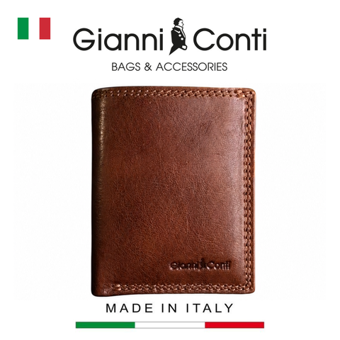 VÍ DA THẬT NAM MÀU NÂU ĐEN 917387-28 – GIANNI CONTI - SẢN XUẤT THỦ CÔNG TẠI ITALY