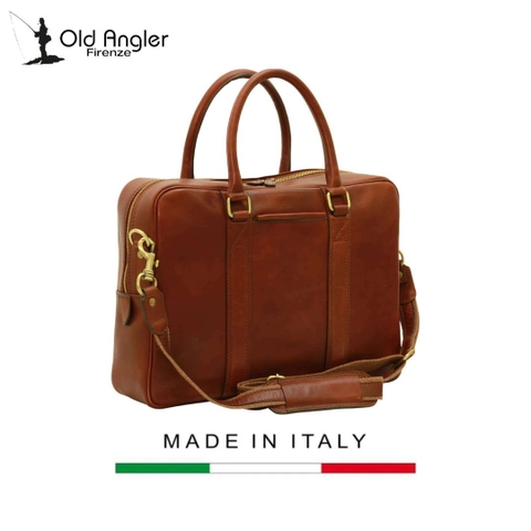 TÚI LAPTOP NAM DA CALFSKIN MÀU NÂU 030191MA * 91Ma  – OLD ANGLER - SẢN XUẤT THỦ CÔNG TỪ ITALY