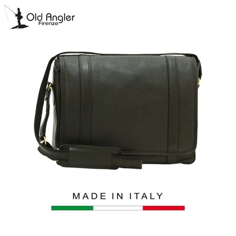 TÚI LAPTOP NAM DA SOFT CALFSKIN MÀU ĐEN 030491NE * 91Ne  – OLD ANGLER - SẢN XUẤT THỦ CÔNG TỪ ITALY