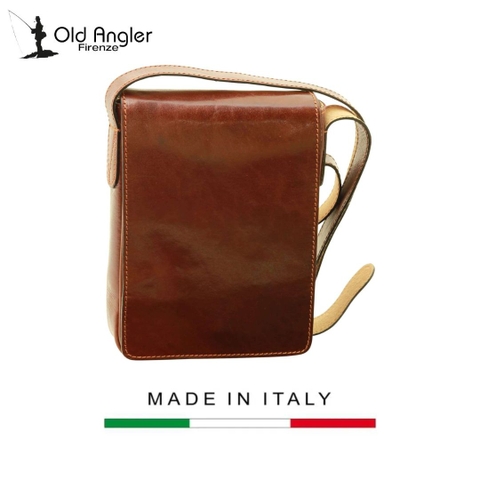 TÚI ĐEO CHÉO DA BÒ NAM MÀU NÂU 070893MA * 93Ma – OLD ANGLER - SẢN XUẤT THỦ CÔNG TỪ ITALY