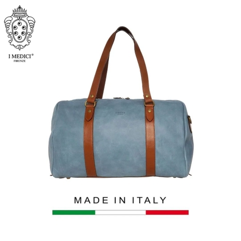 TÚI DU LỊCH DA CALFSKIN 1001-2 DL - Steel Blue -  MEDICI OF FLORENCE - SẢN XUẤT THỦ CÔNG TẠI ITALIA