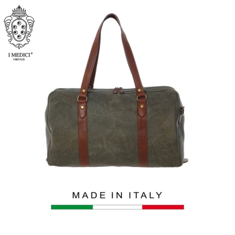 TÚI DU LỊCH DA CALFSKIN 1001-2 SV - PEWTER GREEN - MEDICI OF FLORENCE - SẢN XUẤT THỦ CÔNG TẠI ITALIA