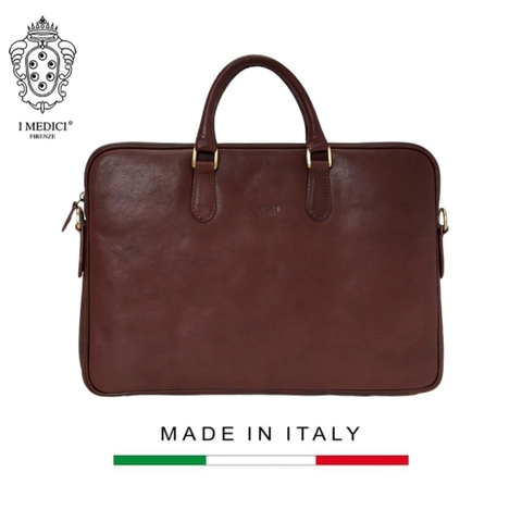 TÚI ĐỰNG LAPTOP DA CALFSKIN 110 - Heritage Brown -  MEDICI OF FLORENCE - SẢN XUẤT THỦ CÔNG TẠI ITALIA