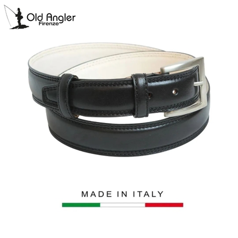 DÂY LƯNG DA NAM MÀU ĐEN 513905NE * 05Ne– OLD ANGLER - SẢN XUẤT THỦ CÔNG TỪ ITALY