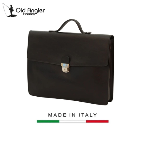 CẶP DA NAM DA FULL-GRAIN CALFSKIN MÀU ĐEN 407589NE * 89Ne  – OLD ANGLER - SẢN XUẤT THỦ CÔNG TỪ ITALY