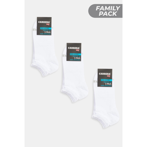PACK 3 ĐÔI TẤT UNISEX THỂ THAO MÀU TRẮNG - CARRERA JEANS - NHẬP KHẨU CHÍNH HÃNG TỪ Ý