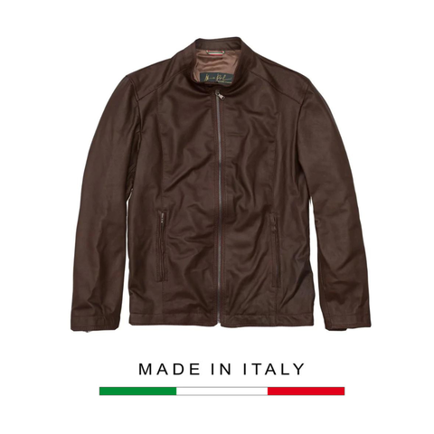 ÁO KHOÁC DA NAM MÀU NÂU ERMES - MASSIMO ROMOLINI - NHẬP KHẨU CHÍNH HÃNG TỪ Ý