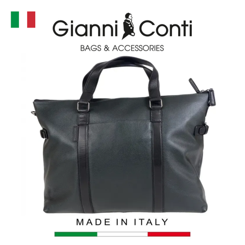 TÚI DU LỊCH DA THẬT MÀU ĐEN 4952579-10 - GIANNI CONTI - SẢN XUẤT THỦ CÔNG TỪ ITALY