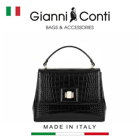 TÚI XÁCH NỮ DA THẬT MÀU ĐEN 9493013-10 – GIANNI CONTI - SẢN XUẤT THỦ CÔNG TẠI ITALY
