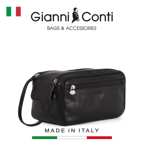 CLUTCH NAM MÀU ĐEN DA THẬT 915151-10 – GIANNI CONTI - SẢN XUẤT THỦ CÔNG TẠI ITALY