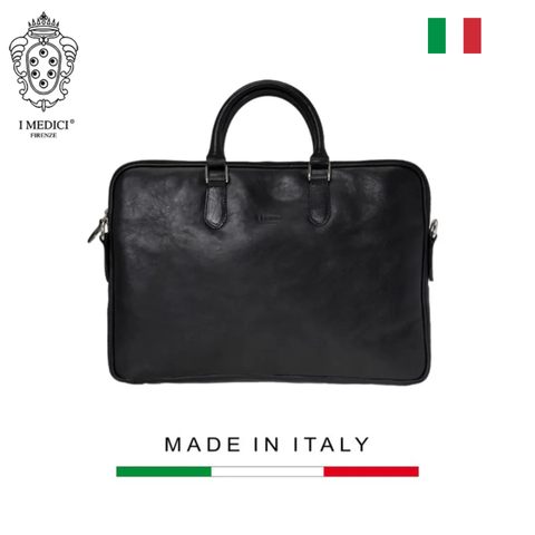 TÚI ĐỰNG LAPTOP DA CALFSKIN 110 - Black -  MEDICI OF FLORENCE - SẢN XUẤT THỦ CÔNG TẠI ITALIA