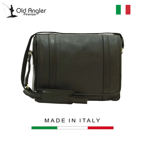 TÚI LAPTOP NAM DA SOFT CALFSKIN MÀU ĐEN 030491NE * 91Ne  – OLD ANGLER - SẢN XUẤT THỦ CÔNG TỪ ITALY