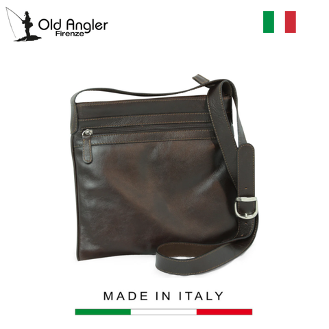 TÚI ĐEO CHÉO MÀU NÂU SẪM 069789TM - 89Tm – OLD ANGLER - SẢN XUẤT THỦ CÔNG TỪ ITALY
