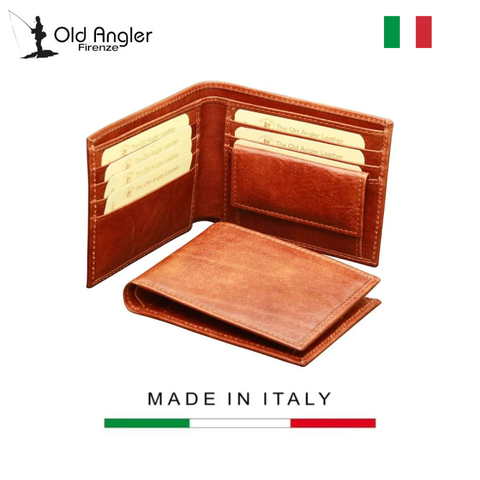 VÍ NAM MÀU NÂU 802393MA * 93Ma – OLD ANGLER - SẢN XUẤT THỦ CÔNG TỪ ITALY