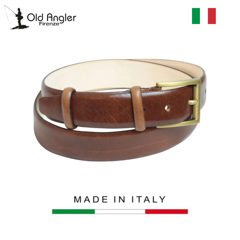 DÂY LƯNG DA NAM MÀU NÂU 513505MA * 05Ma – OLD ANGLER - SẢN XUẤT THỦ CÔNG TỪ ITALY