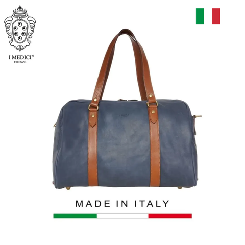 TÚI DU LỊCH DA CALFSKIN 1001-2 DL - Denim -  MEDICI OF FLORENCE - SẢN XUẤT THỦ CÔNG TẠI ITALIA