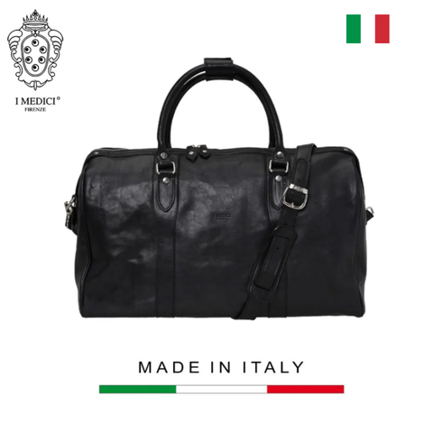 TÚI DU LỊCH 9277 - Black Da Calfskin -  MEDICI OF FLORENCE - SẢN XUẤT THỦ CÔNG TẠI ITALIA