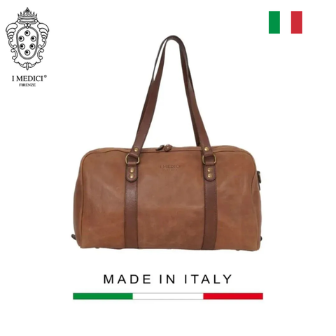 TÚI DU LỊCH DA CALFSKIN 1001-2 DL - Brown -  MEDICI OF FLORENCE - SẢN XUẤT THỦ CÔNG TẠI ITALIA