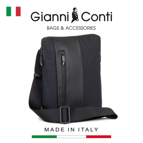 TÚI ĐEO CHÉO DA THẬT MÀU ĐEN 2092880-10 - GIANNI CONTI - SẢN XUẤT THỦ CÔNG TỪ ITALY