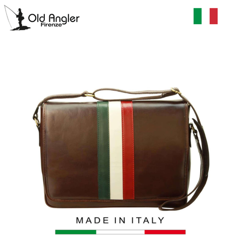 TÚI ĐEO CHÉO NAM DA BÊ CAO CẤP MÀU NÂU – OLD ANGLER - SẢN XUẤT THỦ CÔNG TỪ ITALY