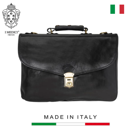 CẶP DA CALFSKIN 4000 - Black -  MEDICI OF FLORENCE - SẢN XUẤT THỦ CÔNG TẠI ITALIA
