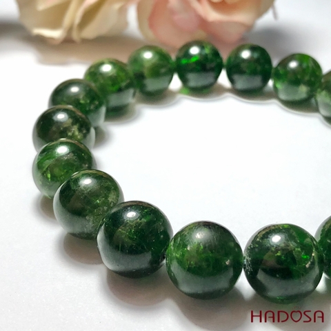 Vòng đá Diopside 12mm cao cấp chuẩn 3A Hadosa