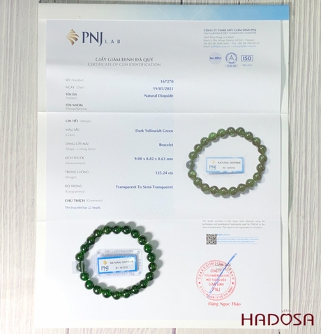 Vòng đá Diopside 9mm cao cấp chuẩn 6A Hadosa