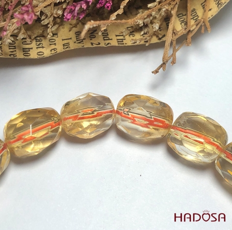 Vòng đá thạch anh vàng cắt giác hạt thuôn 8*11mm chuẩn 4A