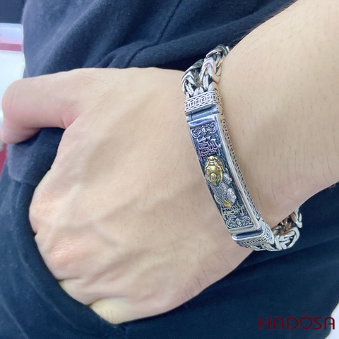 Vòng bạc tay nam Tỳ Hưu phong thủy 18cmx11mm