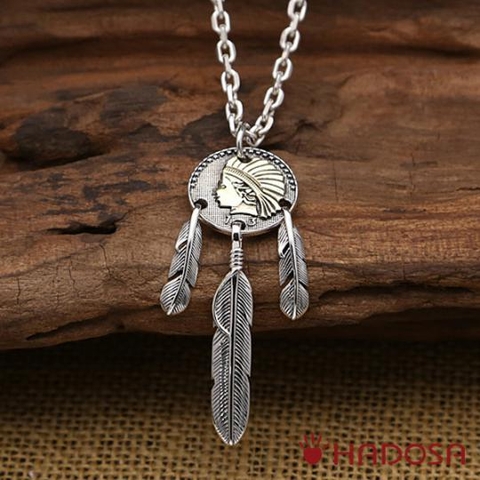 Mặt dây chuyền Dreamcatcher bạc Thái handmade