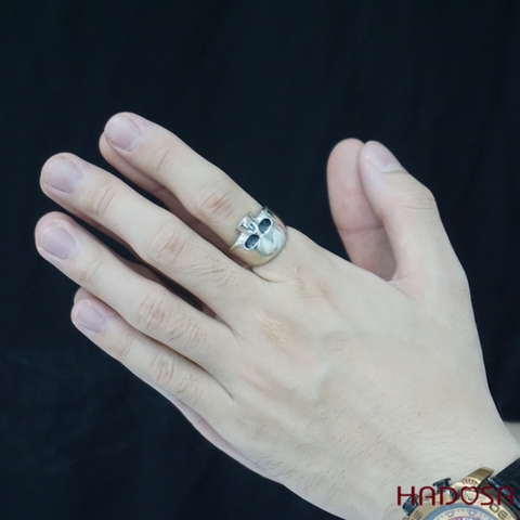Nhẫn bạc Thái nam họa tiết đầu lâu