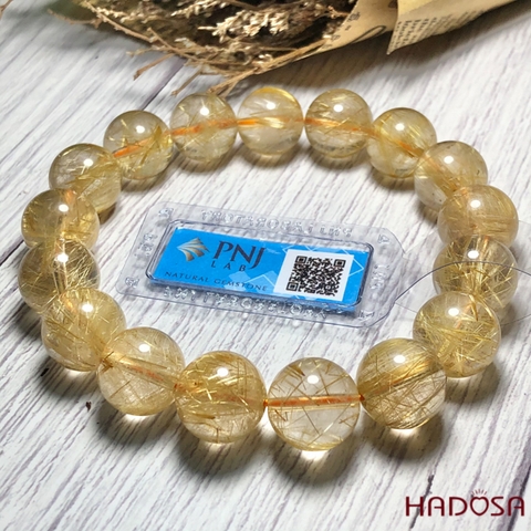 Vòng Đá Thạch Anh Tóc Vàng 12mm Cao Cấp Chuẩn 7A