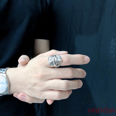 Nhẫn mặt hề bạc Thái nam