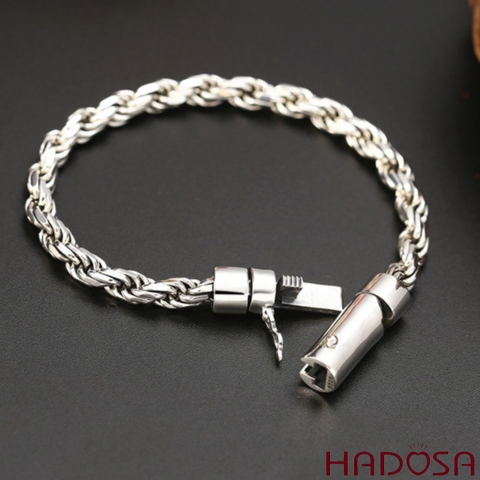 Lắc tay nam bạc Thái cao cấp mắt xích xoắn đan xen