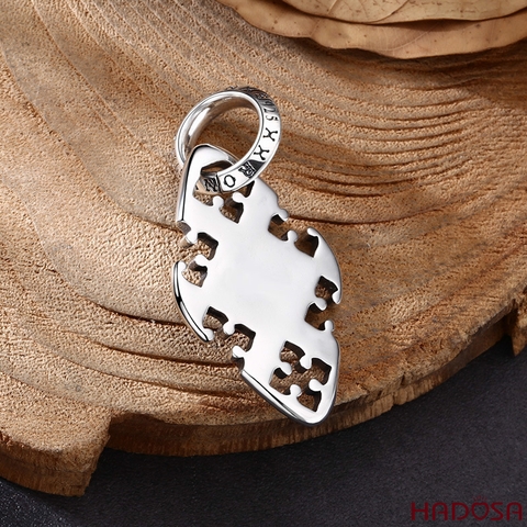 Mặt dây chuyền nam bạc caro 37x24mm