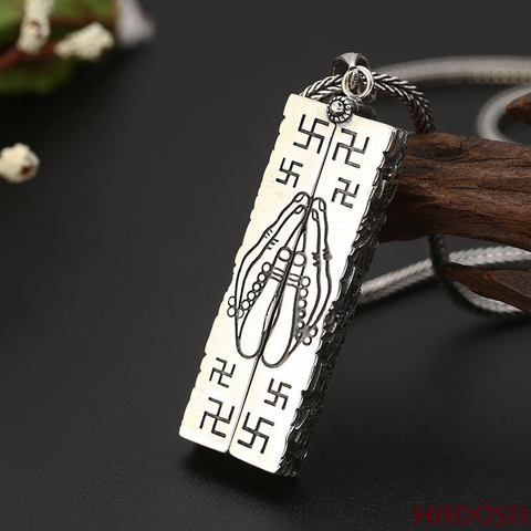 Mặt bàn tay Phật bạc Thái 58x19mm