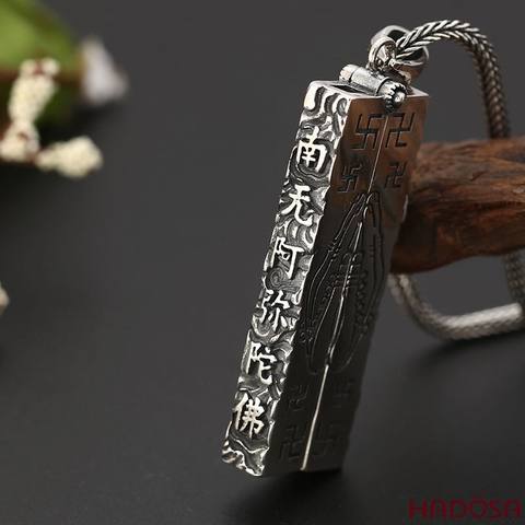 Mặt bàn tay Phật bạc Thái 58x19mm