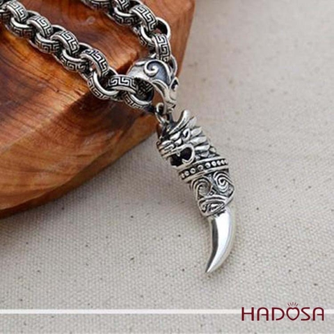 Mặt Dây Chuyền Bạc Nam Wolf Fang Đầu Sói