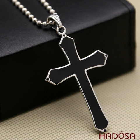 Mặt dây chuyền thánh giá bạc Thái 66x38mm