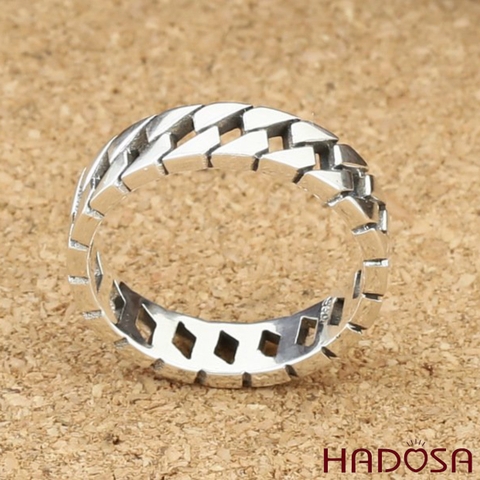 Nhẫn bạc Thái kiểu khoen lật