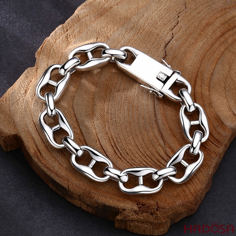 Vòng tay bạc nam mắt xích
