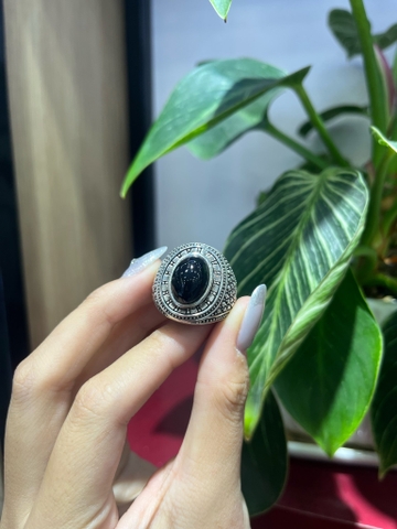 Nhẫn đá Onyx đen bạc 925 cao cấp