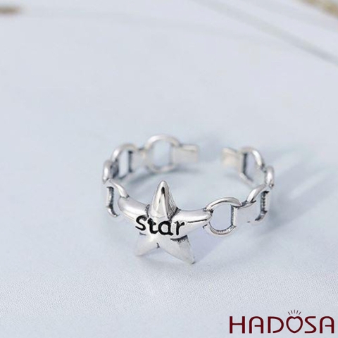 Nhẫn bạc Thái nữ 925 Hadosa họa tiết ngôi sao